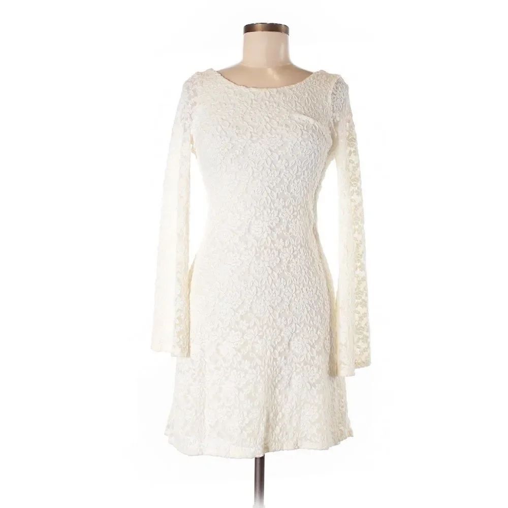Aqua White Lace Dress XS